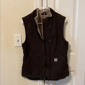 Carhartt Dark Brown Vest with Sherpa Lining